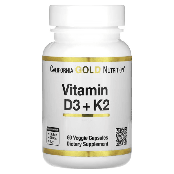 Витамины Д3 и К2, 60 растительных капсул, Vitamin D3 + K2
