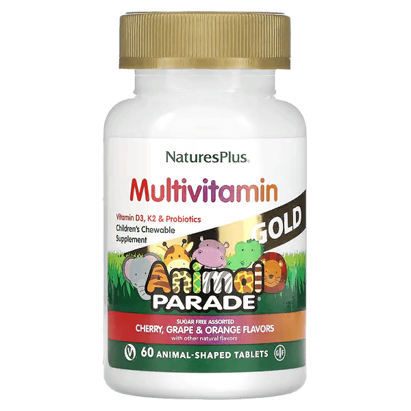 Мультивитамины для детей, ассорти, 60 жевательных таблеток, Animal Parade Gold