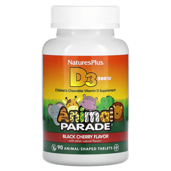 Витамин Д3 для детей, 500 МЕ, 90 жевательных таблеток, Animal Parade, Vitamin D3