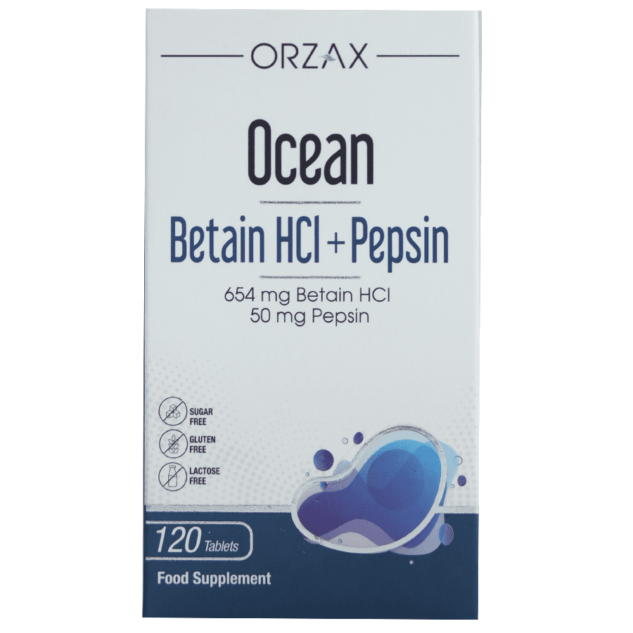 Бетаин гидрохлорид и пепсин, 120 таблеток, Ocean Betain HCI Pepsin