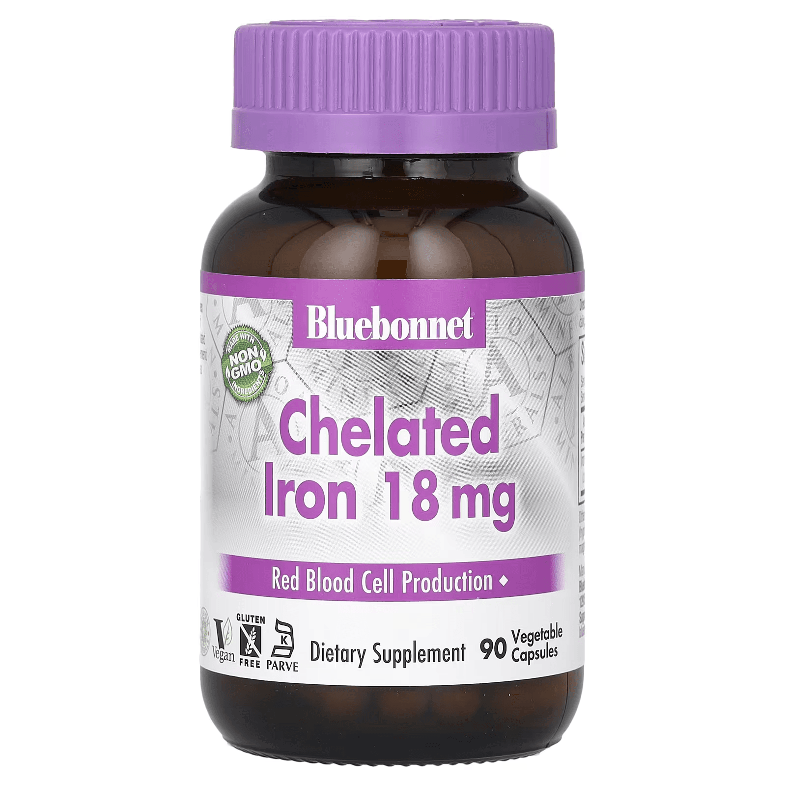 Хелатное железо, 18 мг, 90 капсул, Bluebonnet Nutrition, Chelated Iron