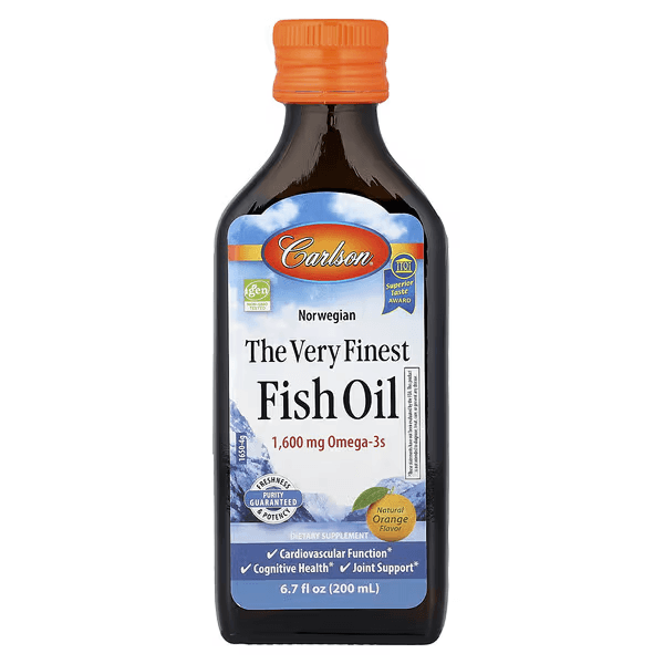 Рыбий жир, 1600 мг, вкус апельсина, 200 мл, Carlson, The Very Finest Fish Oil