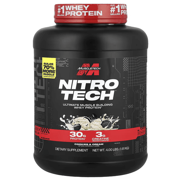 Сывороточный протеин, вкус печенье и сливки, 1,81 кг,  MuscleTech, Nitro Tech Whey Protein