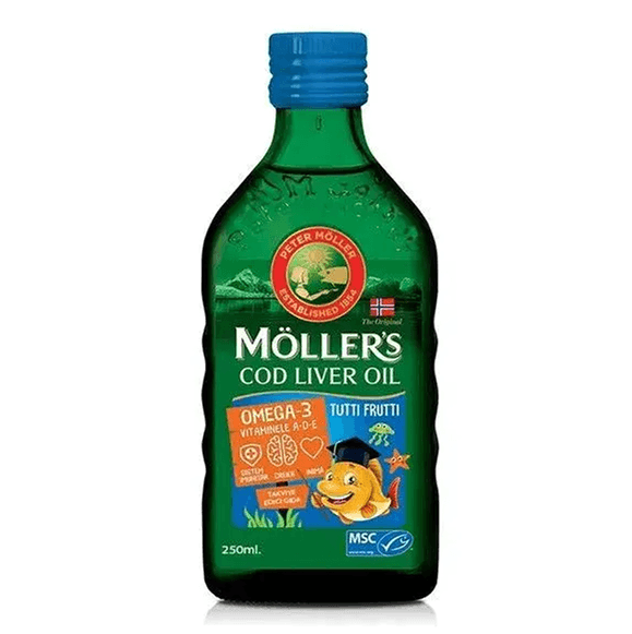 Омега-3 рыбий жир, вкус Тутти Фрутти, 250 мл, Moller, Мёллер