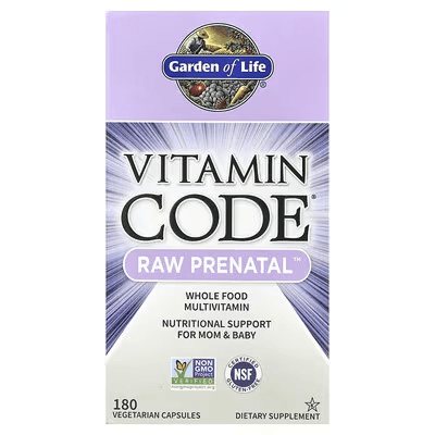 Garden of Life, витамины для беременных, 180 вегетарианских капсул,RAW Prenatal Vitamin Code