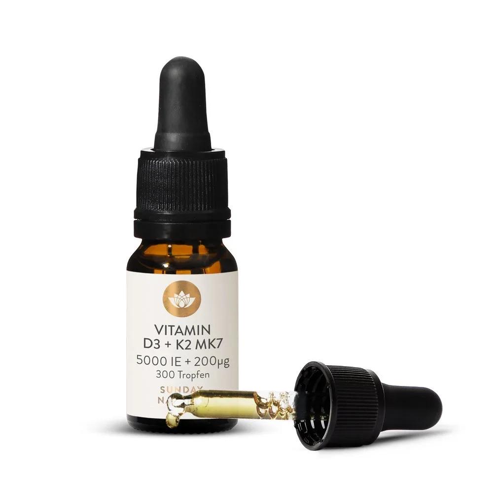 Витамин Д3+К2, 5000 МЕ + 200 мкг, 7,8 мл ( 300 капель), Sunday Natural,