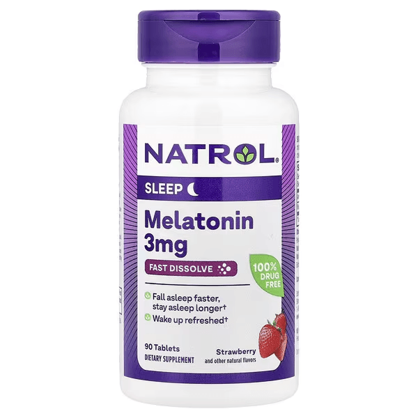 Мелатонин быстрорастворимый, клубника, 3 мг, 90 таблеток, Natrol, Fast Dissolve Melatonin
