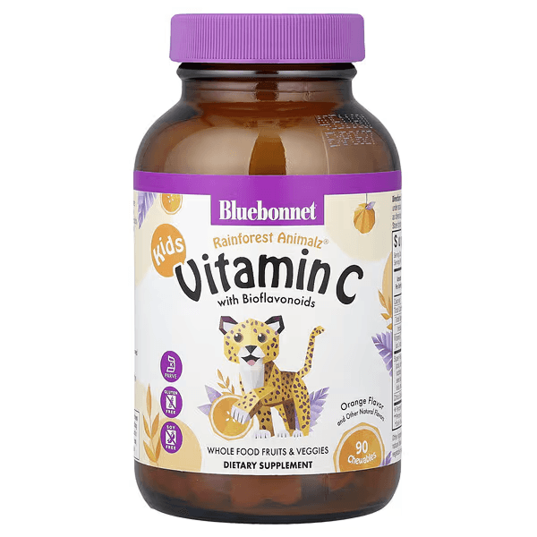 Витамин С Rainforest Animalz,  вкус апельсин, 90 жевательных таблеток, Bluebonnet Nutrition, Vitamin C