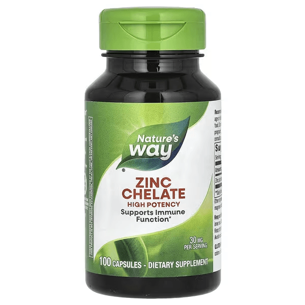 Хелатный цинк, 30 мг, 100 капсул, Nature's Way, Zinc Chelate