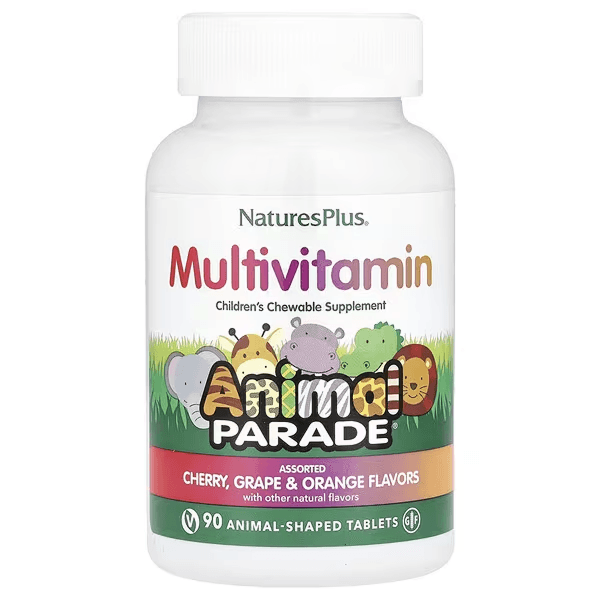 Мультивитамины для детей, вкус  ассорти, 90 жевательных таблеток, Natures Plus, Animal Parade