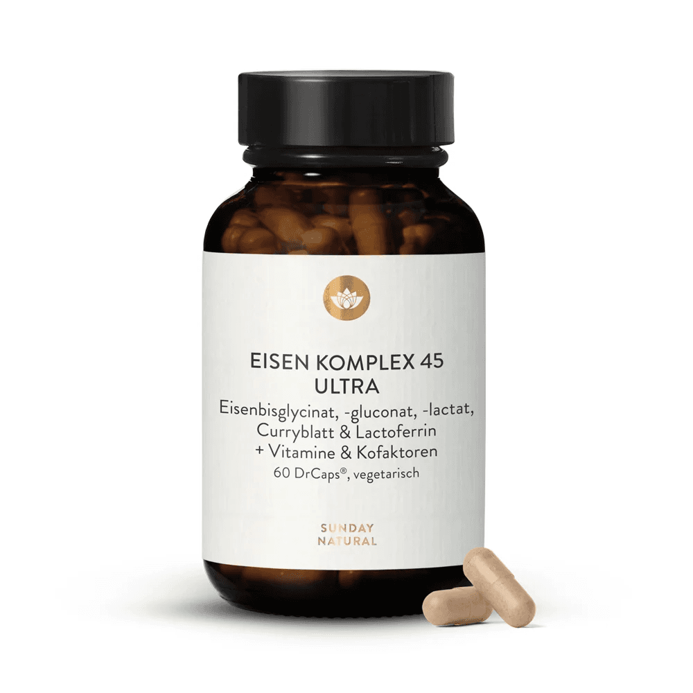 Комплекс из железа и витаминов С и А, 45 мг, 60 капсул, Sunday Natural, Iron  Eisen Komplex Ultra