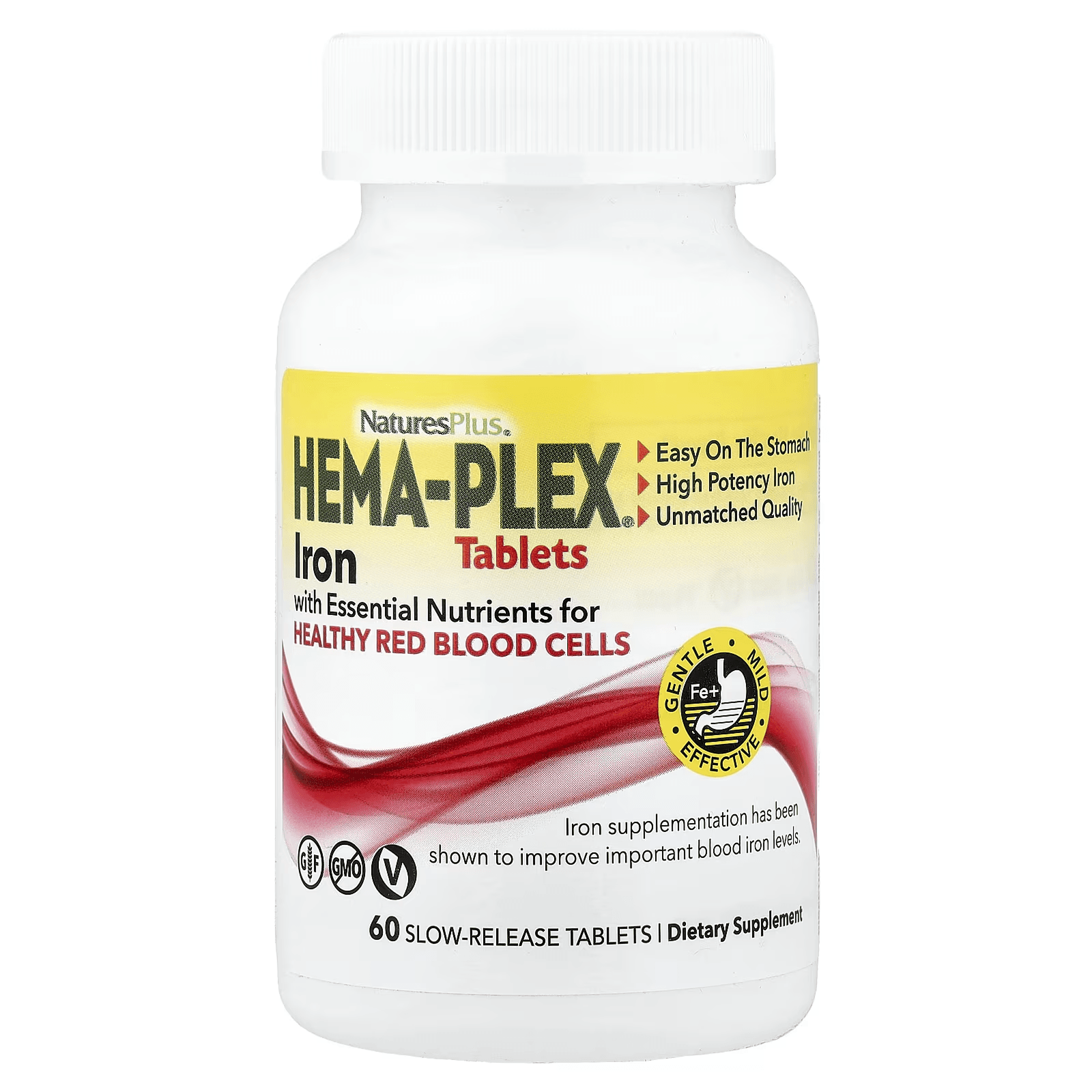 Железо, Hema-Plex,  60 таблеток с длительным высвобождением, NaturesPlus, iron Hema-Plex