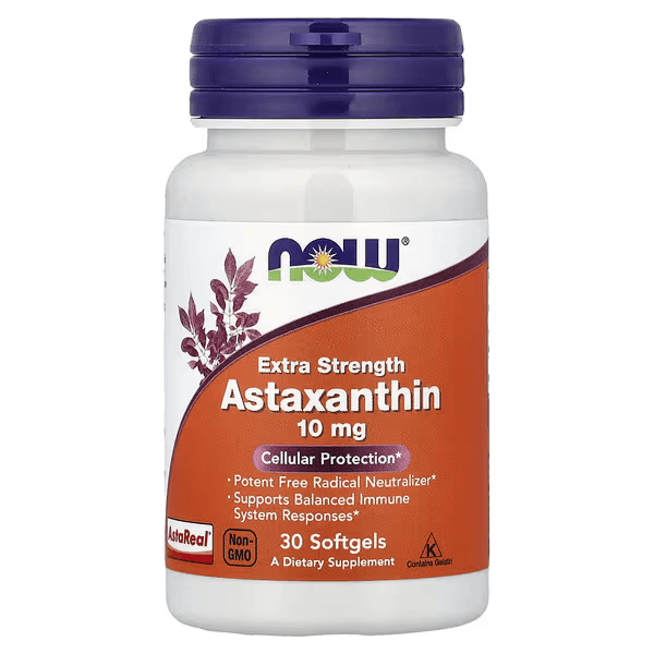 Астаксантин, 10 мг, 30 капсул, NOW Foods, Astaxanthin