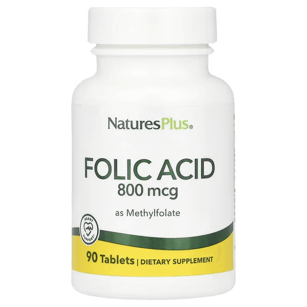 Фолиевая кислота в виде метилфолата, 800 мкг, 90 таблеток, Natures Plus