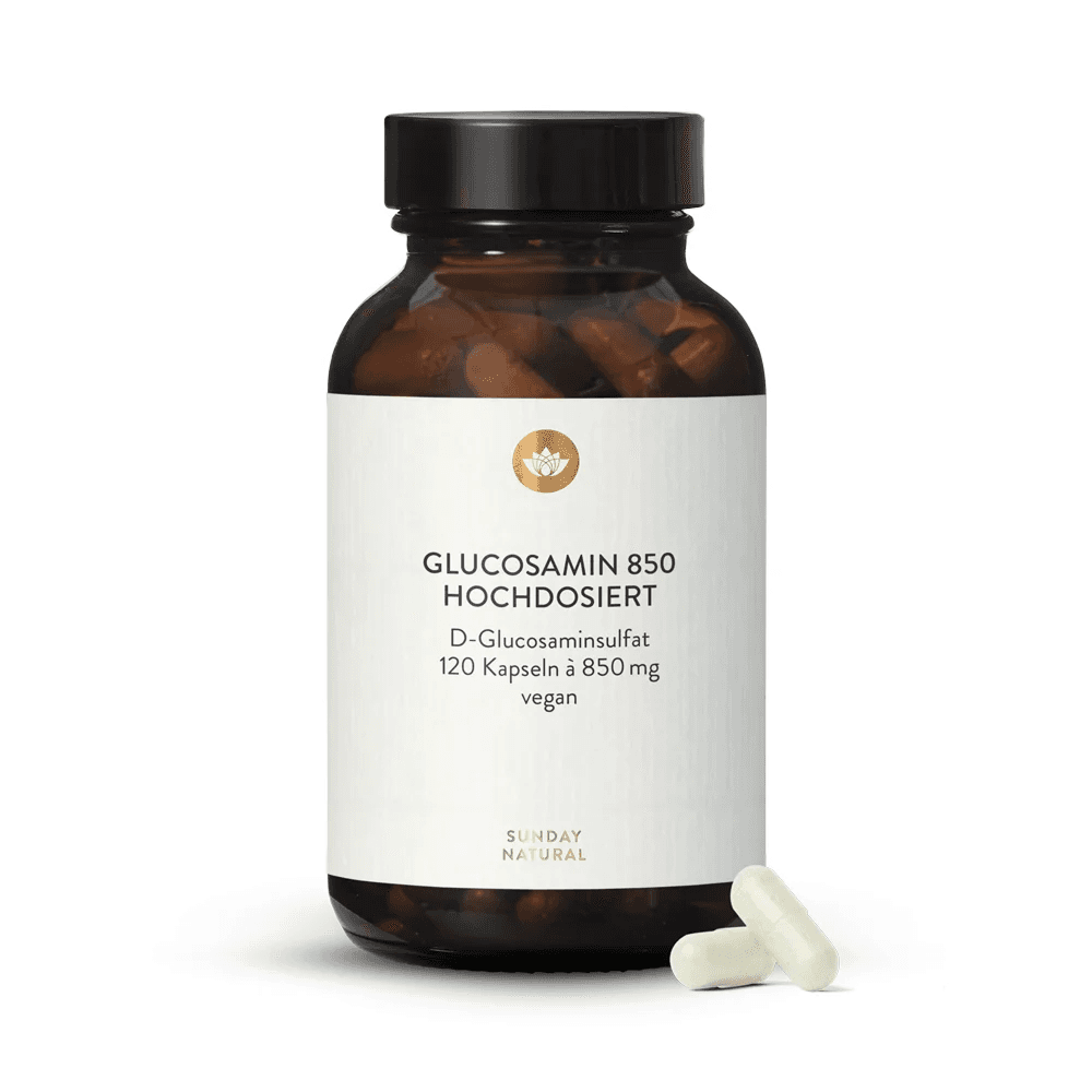 Глюкозамин-Хондроитин, 850 мг, 120 растительных капсул, Sunday Natural, Glucosamine Hochdosiert