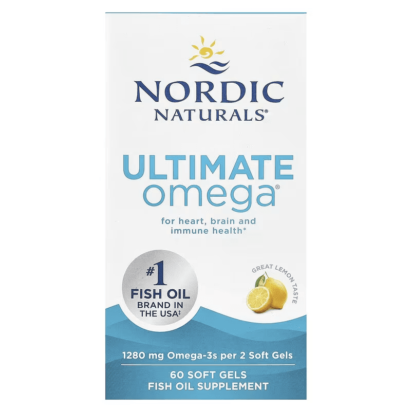 Nordic Naturals, Ultimate Omega, высокоэффективные омега-3 кислоты, со вкусом лимона, 60 капсул (640 мг в 1 капсуле)
