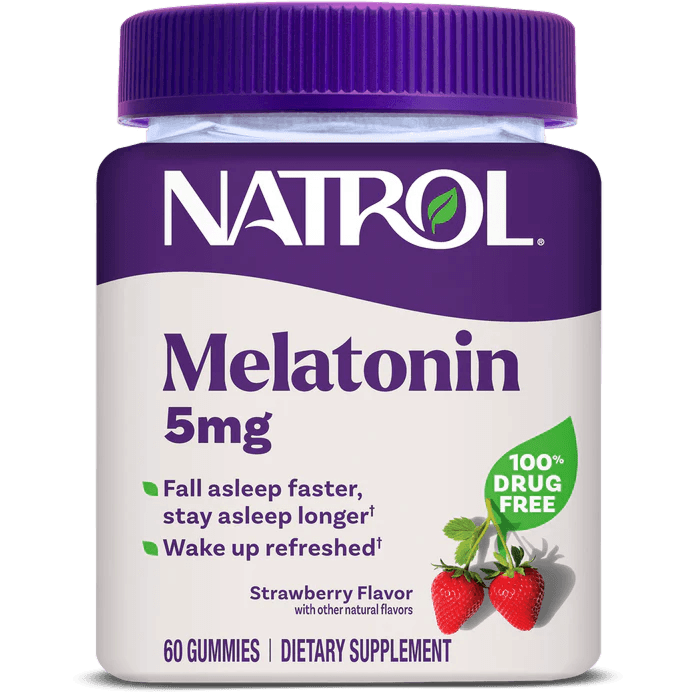 Жевательные конфеты с мелатонином, 5 мг, вкус клубника, 60 жевательных конфет, Natrol, Melatonin