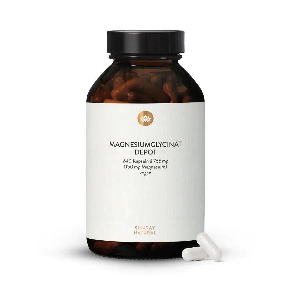 Магний глицинат пролонгированного действия, 300 мг, 240 капсул, Sunday Natural, Magnesium Glycinate Depot