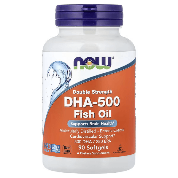 Омега-3 из рыбьего жира с ДГК 500, 90 капсул, NOW Foods, DHA-500 Fish Oil
