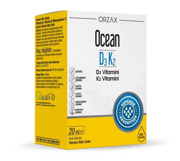Витамины Д3 и К2, 20 мл, ORZAX Ocean, Vitamin D3 K2