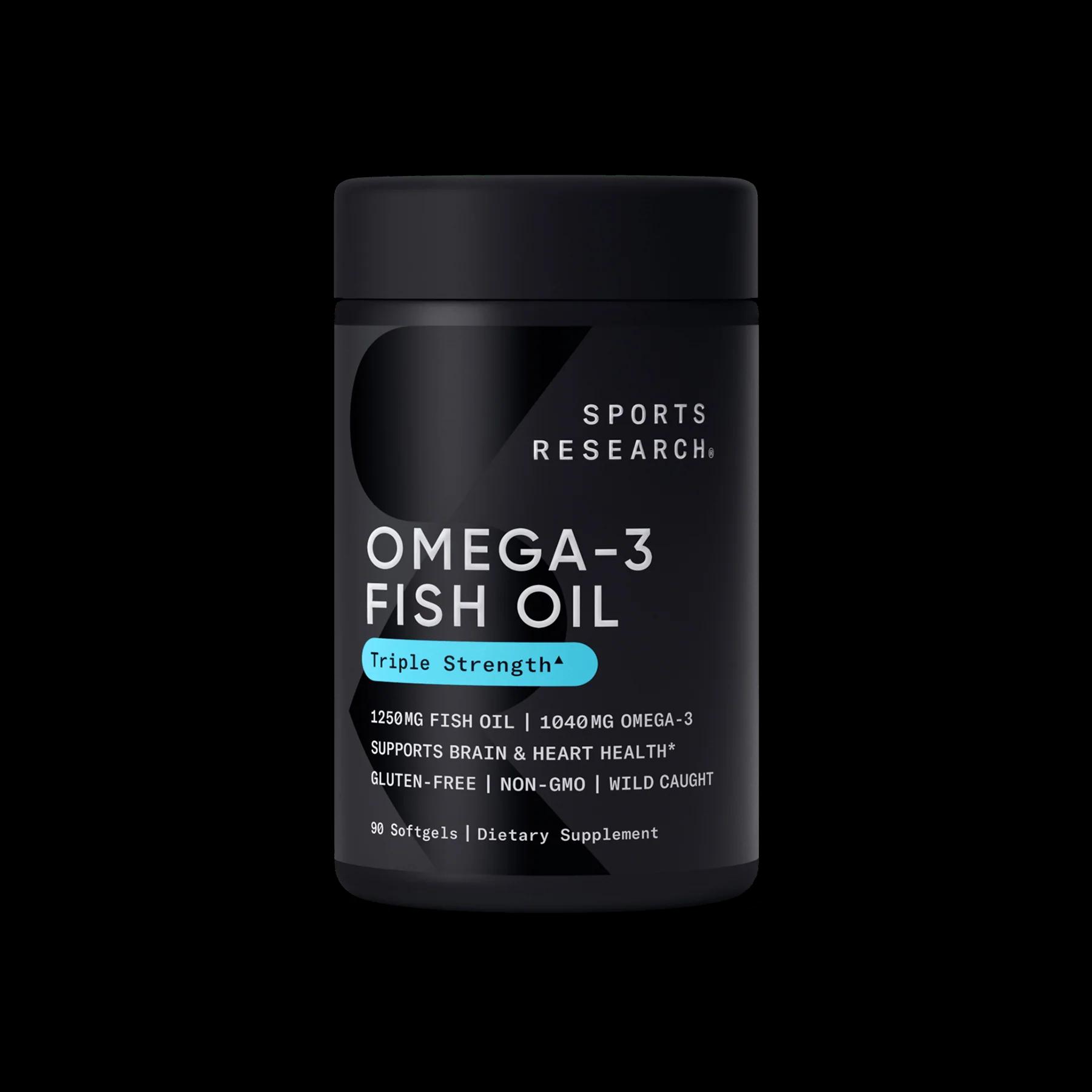 Омега-3 Рыбий жир тройной силы, 90 капсул, Sports Research, Omega 3 Fish Oil Triple strenght